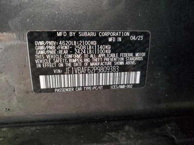 JF1VBAF62P9809383 - 2023 SUBARU WRX PREMIUM GRAY photo 12