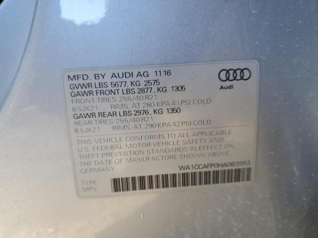 WA1CCAFP0HA083993 - 2017 AUDI SQ5 PREMIUM PLUS SILVER photo 13