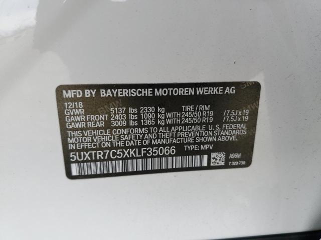 5UXTR7C5XKLF35066 - 2019 BMW X3 SDRIVE30I WHITE photo 13