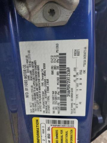 3FA6P0H72ER135369 - 2014 FORD FUSION SE BLUE photo 12