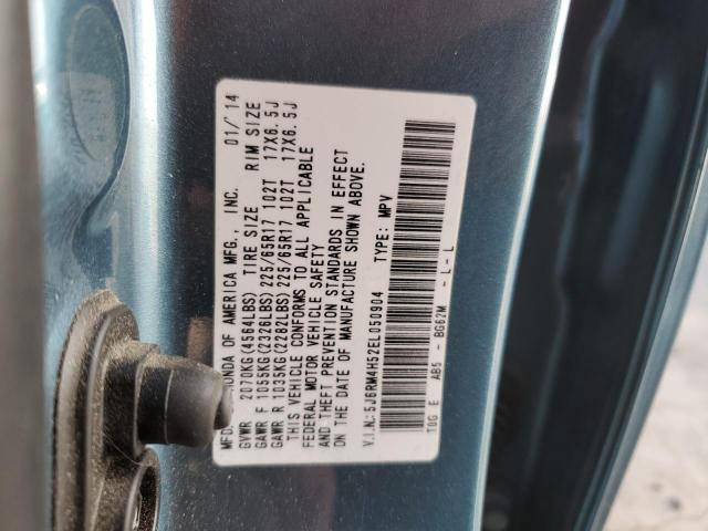 5J6RM4H52EL050904 - 2014 HONDA CR-V EX BLUE photo 12