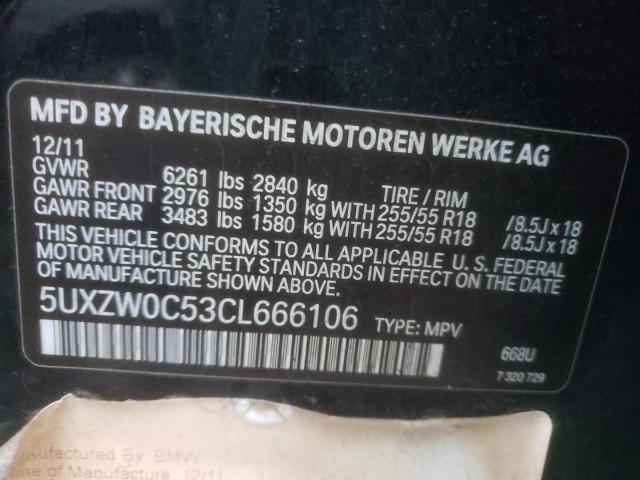 5UXZW0C53CL666106 - 2012 BMW X5 XDRIVE35D BLACK photo 13