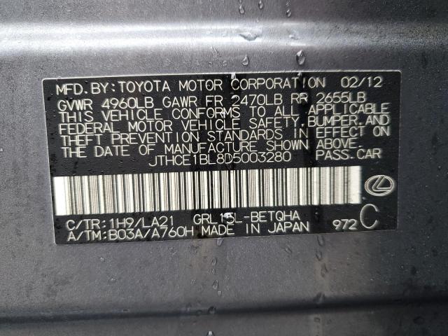 JTHCE1BL8D5003280 - 2013 LEXUS GS 350 CHARCOAL photo 12