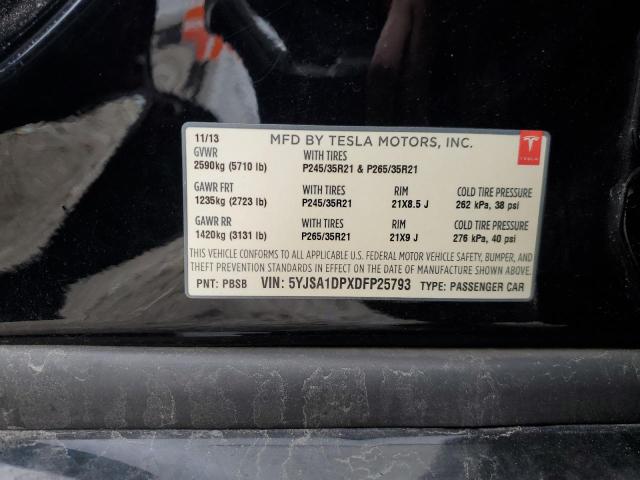 5YJSA1DPXDFP25793 - 2013 TESLA MODEL S 黑色 照片 12