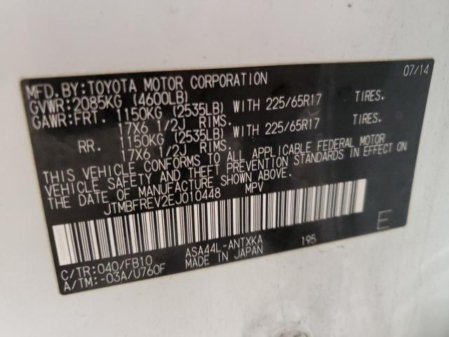 JTMBFREV2EJ010448 - 2014 TOYOTA RAV4 LE WHITE photo 13