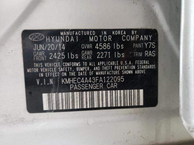 KMHEC4A43FA122095 - 2015 HYUNDAI SONATA HYBRID SILVER photo 12