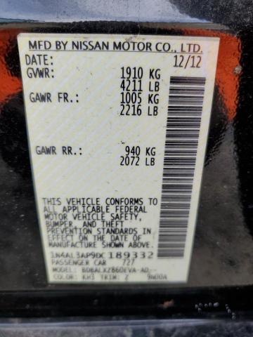 1N4AL3AP9DC189332 - 2013 NISSAN ALTIMA 2.5 BLACK photo 12