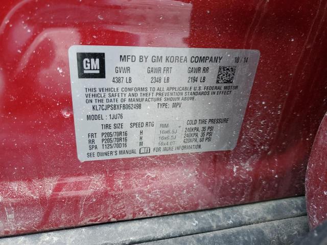 KL7CJPSBXFB062498 - 2015 CHEVROLET TRAX 1LS RED photo 13