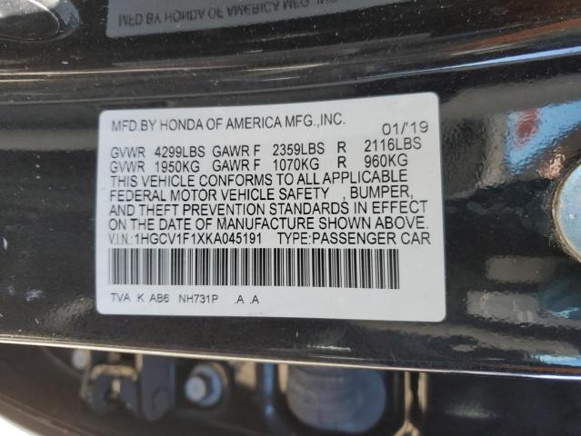 1HGCV1F1XKA045191 - 2019 HONDA ACCORD LX BLACK photo 13