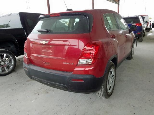 KL7CJKSB1FB154263 - 2015 CHEVROLET TRAX LS RED photo 4