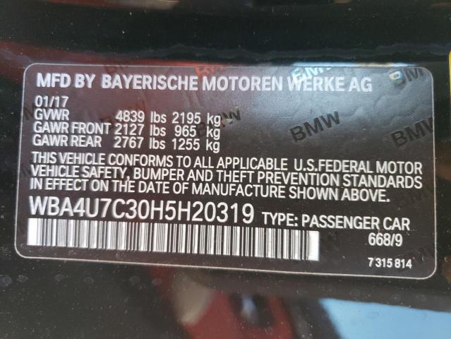 WBA4U7C30H5H20319 - 2017 BMW 430I BLACK photo 12