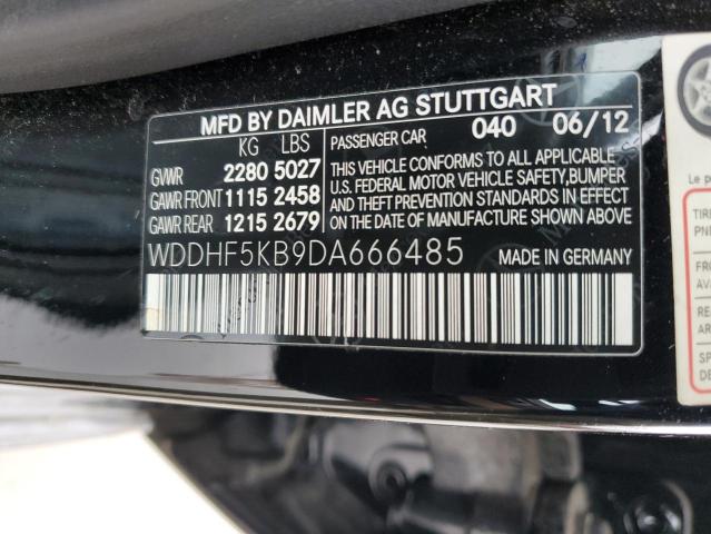 WDDHF5KB9DA666485 - 2013 MERCEDES-BENZ E 350 BLACK photo 12