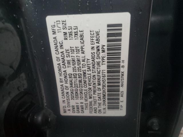 2HKRM3H79EH516771 - 2014 HONDA CR-V EXL GRAY photo 12