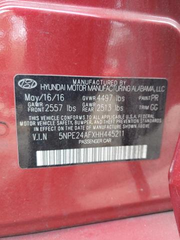 5NPE24AFXHH445211 - 2017 HYUNDAI SONATA SE RED photo 12