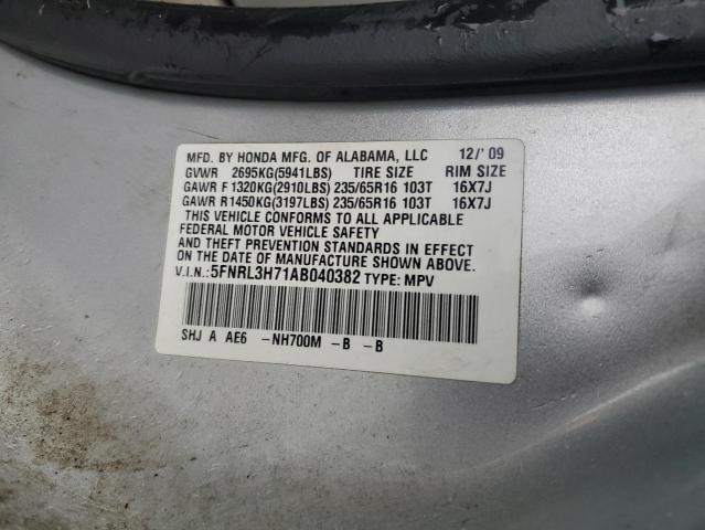 5FNRL3H71AB040382 - 2010 HONDA ODYSSEY EXL SILVER photo 13