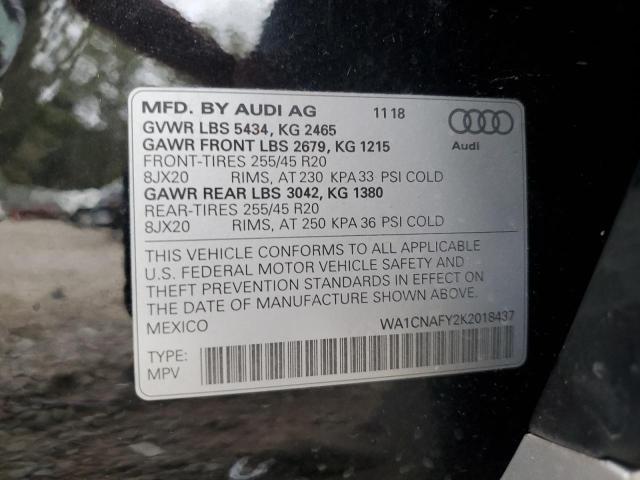 WA1CNAFY2K2018437 - 2019 AUDI Q5 PRESTIGE BLACK photo 12