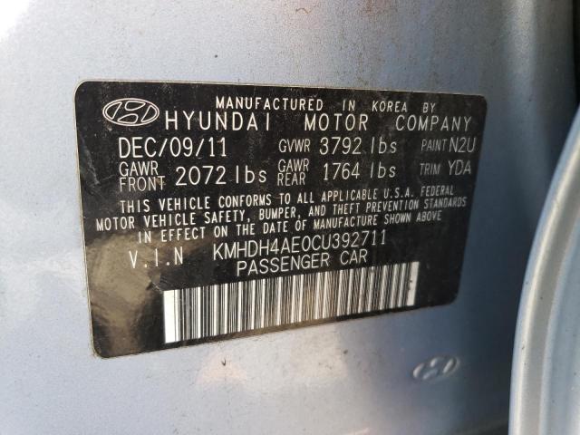 KMHDH4AE0CU392711 - 2012 HYUNDAI ELANTRA GLS BLUE photo 12