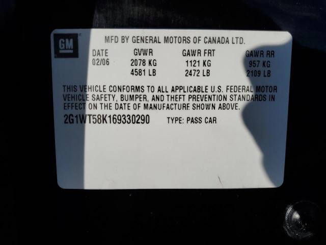 2G1WT58K169330290 - 2006 CHEVROLET IMPALA LT BLACK photo 13