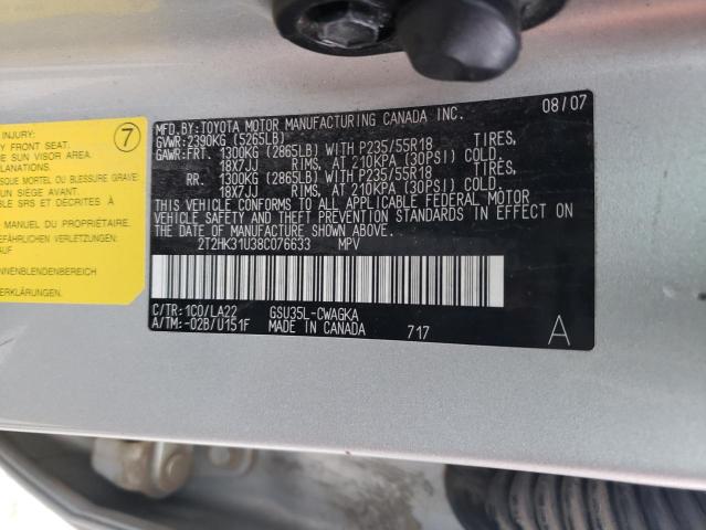 2T2HK31U38C076633 - 2008 LEXUS RX 350 SILVER photo 14