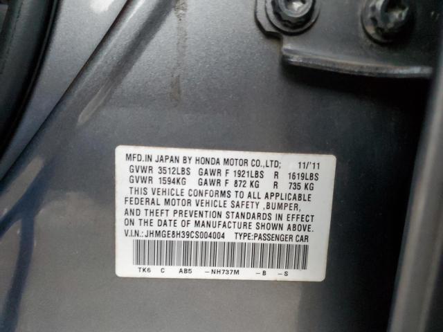 JHMGE8H39CS004004 - 2012 HONDA FIT GRAY photo 12