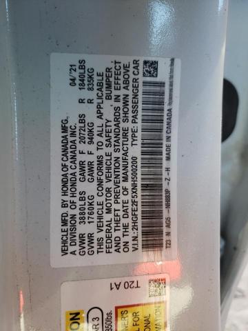 2HGFE2F5XNH500200 - 2022 HONDA CIVIC SPORT 白色 照片 12