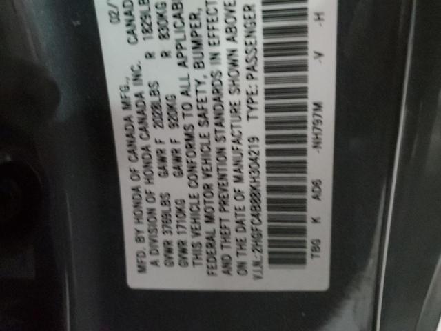 2HGFC4B88KH304219 - 2019 HONDA CIVIC SPORT 灰色 照片 12