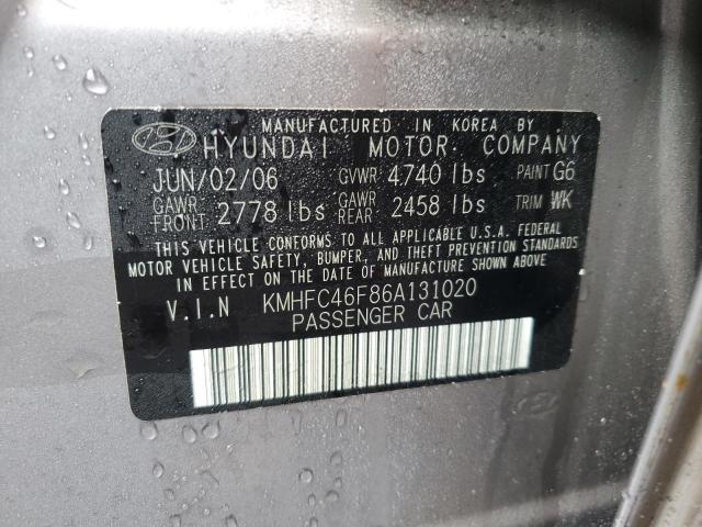 KMHFC46F86A131020 - 2006 HYUNDAI AZERA SE SILVER photo 12