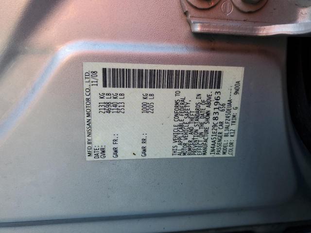 1N4AA51E29C831963 - 2009 NISSAN MAXIMA S SILVER photo 13