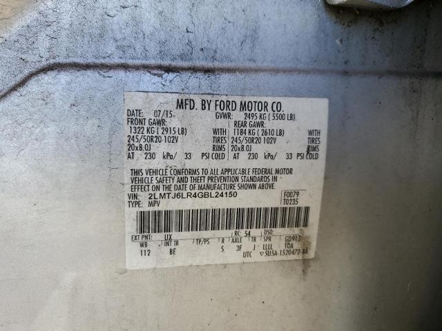 2LMTJ6LR4GBL24150 - 2016 LINCOLN MKX RESERVE ვერცხლისფერი ფოტო 13