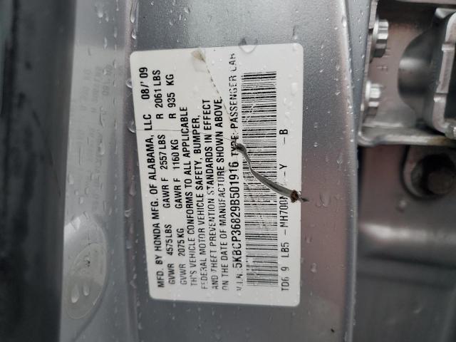 5KBCP36829B501916 - 2009 HONDA ACCORD EXL SILVER photo 12