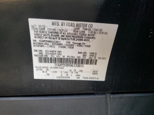 1FAHP2F89DG123015 - 2013 FORD TAURUS LIMITED BLACK photo 12