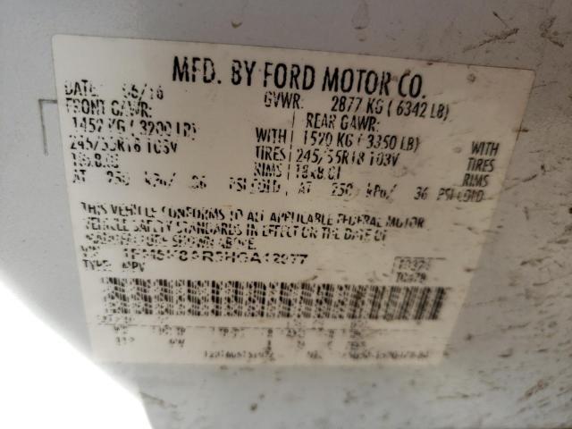 1FM5K8AR5HGA12977 - 2017 FORD EXPLORER POLICE INTERCEPTOR 白色 照片 10