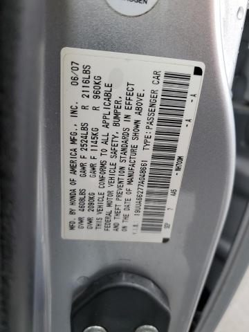 19UUA66277A048661 - 2007 ACURA TL SILVER photo 12