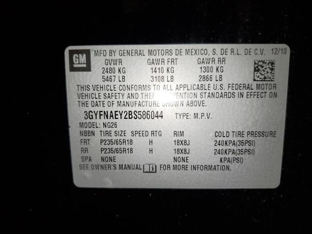 3GYFNAEY2BS586044 - 2011 CADILLAC SRX LUXURY COLLECTION BLACK photo 12