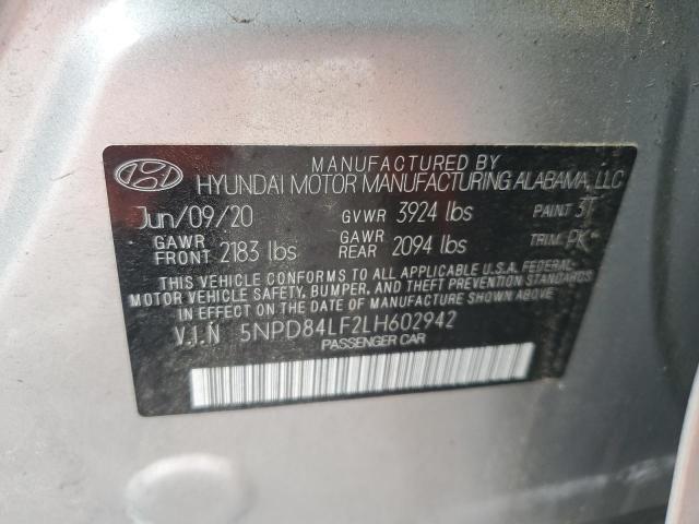 5NPD84LF2LH602942 - 2020 HYUNDAI ELANTRA SEL SILVER photo 12