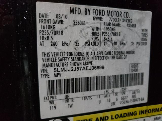 5LMJJ2J57AEJ06899 - 2010 LINCOLN NAVIGATOR 黑色 照片 13