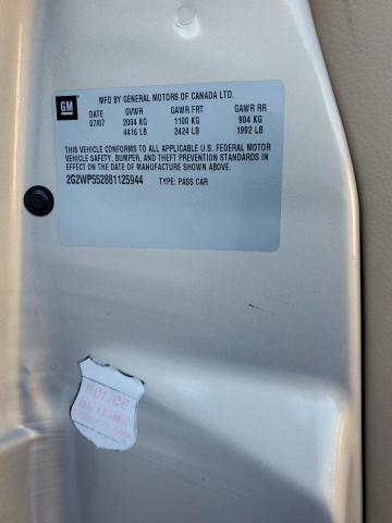 2G2WP552881125944 - 2008 PONTIAC GRAND PRIX 金色 照片 12