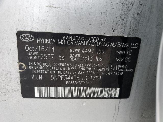 5NPE34AF8FH111754 - 2015 HYUNDAI SONATA SPORT SILVER photo 13