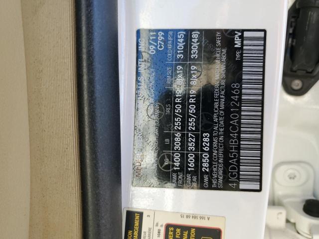 4JGDA5HB4CA012468 - 2012 MERCEDES-BENZ ML 350 4MATIC WHITE photo 13