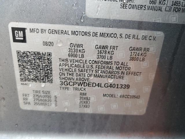 3GCPWDED4LG401339 - 2020 CHEVROLET SILVERADO C1500 RST GRAY photo 12