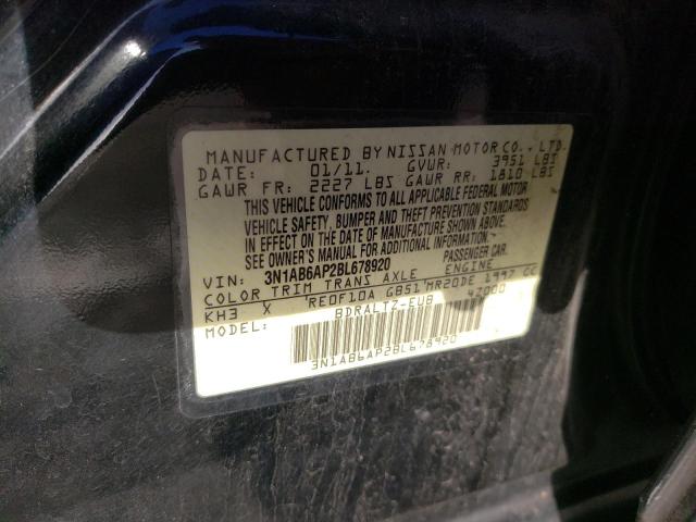 3N1AB6AP2BL678920 - 2011 NISSAN SENTRA 2.0 BLACK photo 12