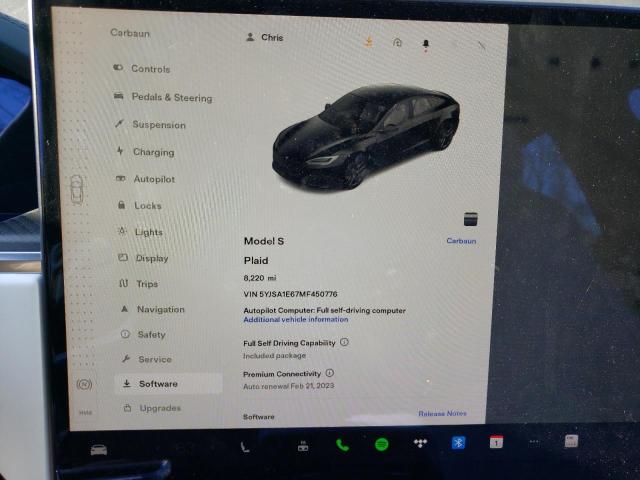 5YJSA1E67MF450776 - 2021 TESLA MODEL S Սև լուսանկար 9