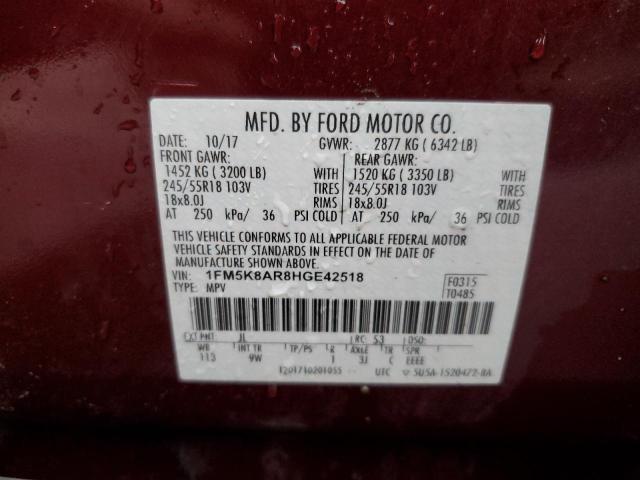 1FM5K8AR8HGE42518 - 2017 FORD EXPLORER POLICE INTERCEPTOR MAROON photo 13