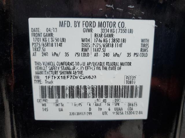 1FTFX1EF7DFC26628 - 2013 FORD F150 SUPER CAB BLACK photo 12