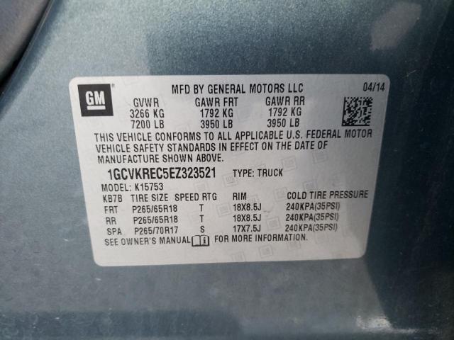 1GCVKREC5EZ323521 - 2014 CHEVROLET SILVERADO K1500 LT GRAY photo 13