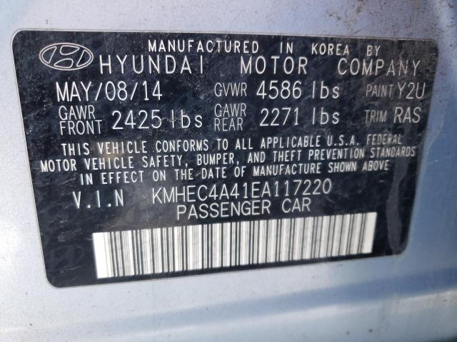 KMHEC4A41EA117220 - 2014 HYUNDAI SONATA HYBRID BLUE photo 12