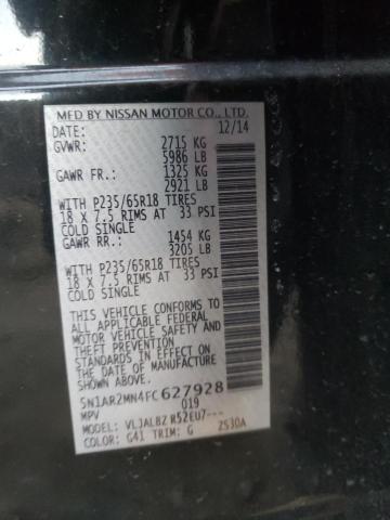 5N1AR2MN4FC627928 - 2015 NISSAN PATHFINDER S 黑色 照片 12