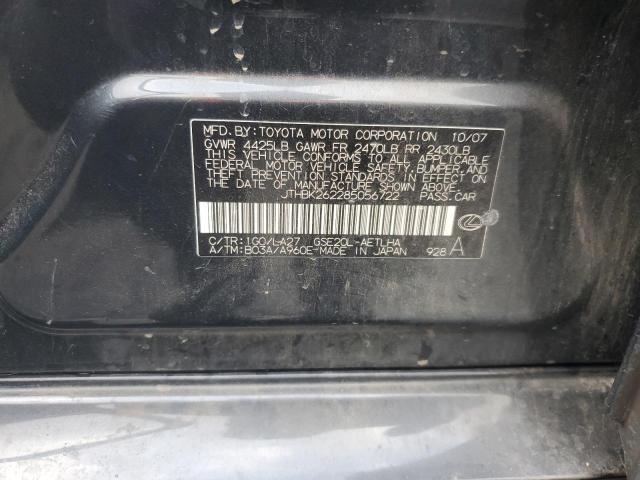 JTHBK262285056722 - 2008 LEXUS IS 250 CHARCOAL photo 12