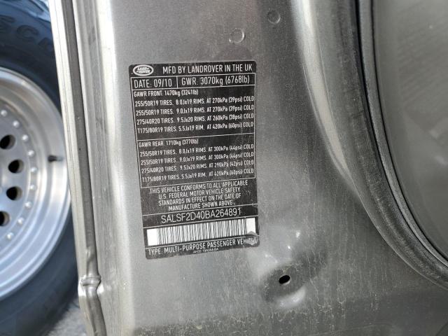 SALSF2D40BA264891 - 2011 LAND ROVER RANGE ROVE HSE GRAY photo 12
