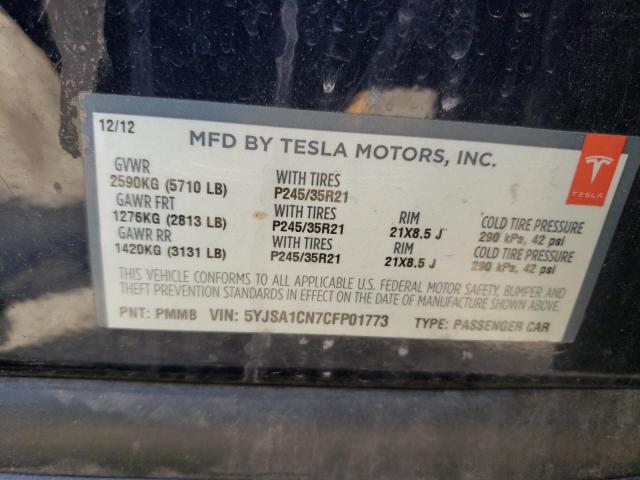 5YJSA1CN7CFP01773 - 2012 TESLA MODEL S Սև լուսանկար 12
